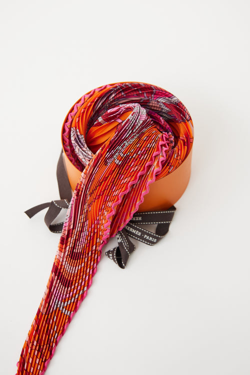 Hermès Orange 
Multi L
Art du Temari Losange Plisse Scarf