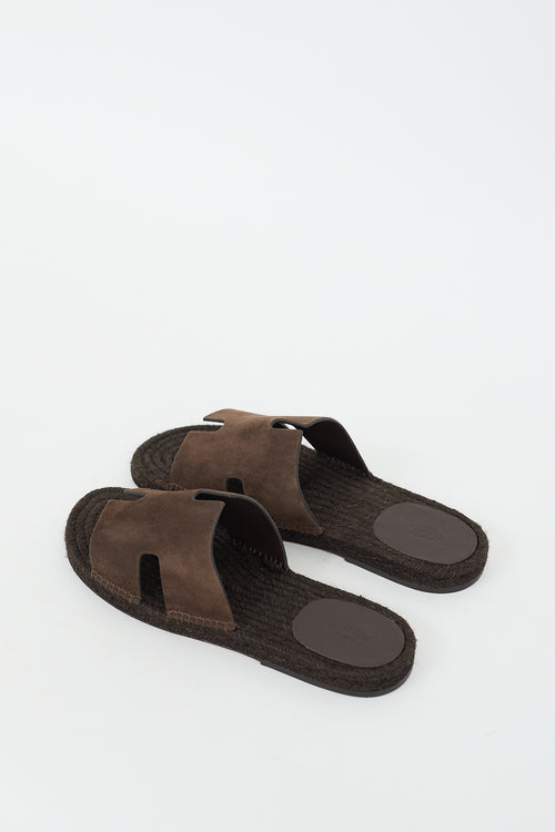 Hermès Brown Suede Antigua Espadrille Sandal