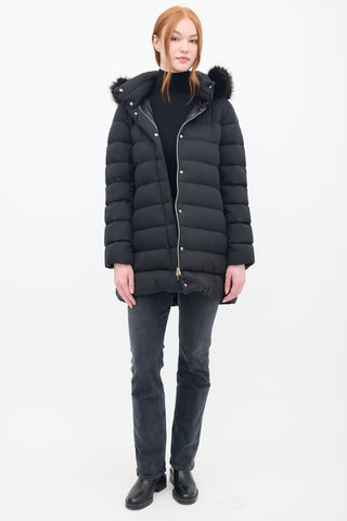 Herno Black Down 
Faux Fur Puffer Coat