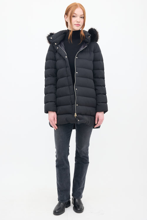 Herno Black Down 
Faux Fur Puffer Coat