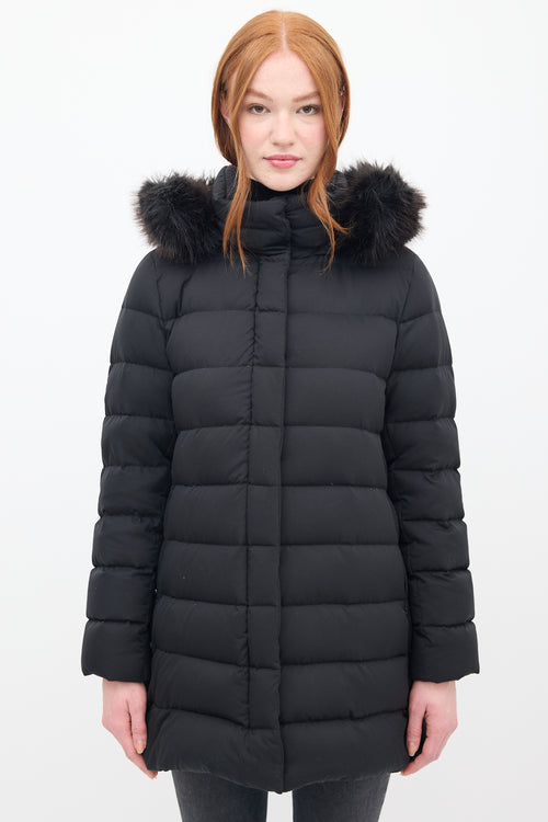 Herno Black Down 
Faux Fur Puffer Coat