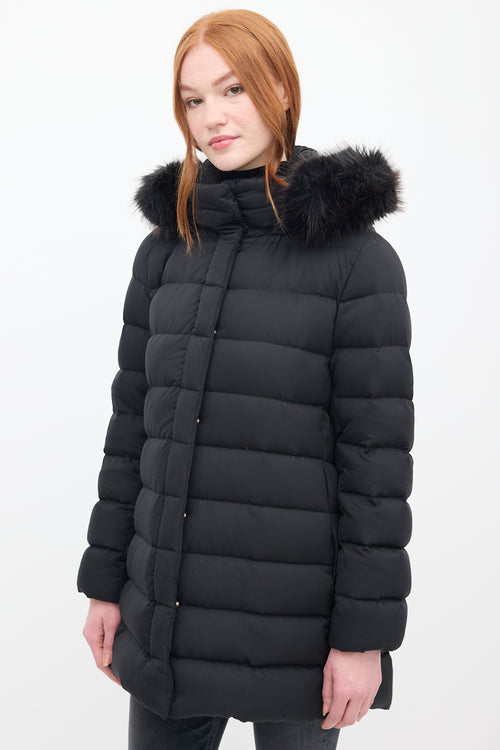 Herno Black Down 
Faux Fur Puffer Coat