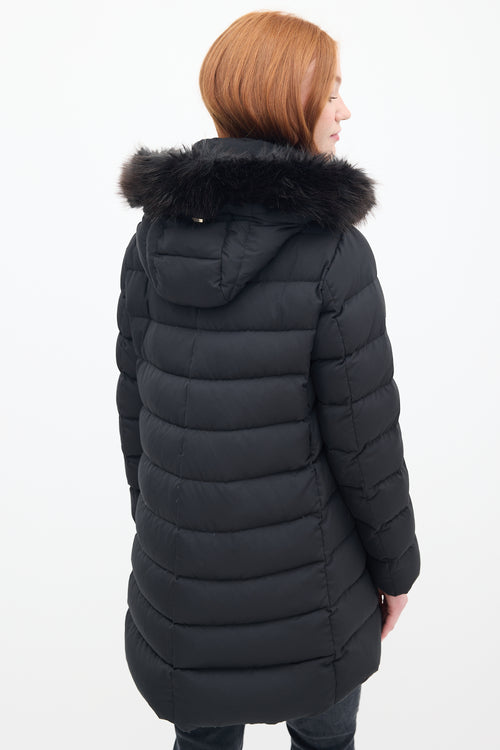 Herno Black Down 
Faux Fur Puffer Coat