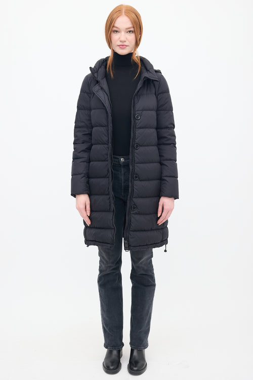 Herno Black Down 
Nylon Hooded Puffer Coat