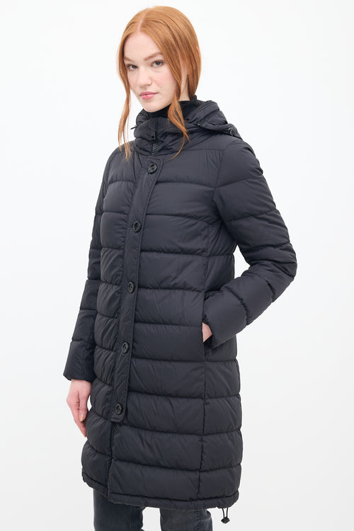 Herno Black Down 
Nylon Hooded Puffer Coat