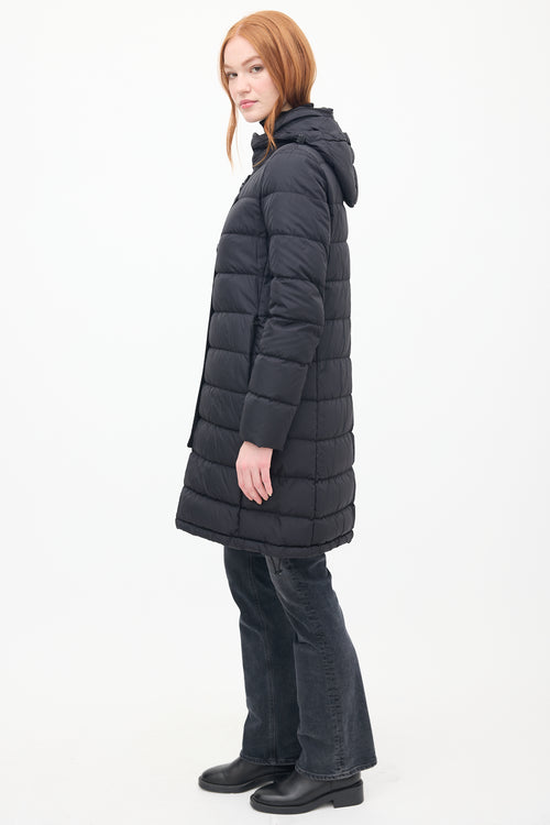 Herno Black Down 
Nylon Hooded Puffer Coat