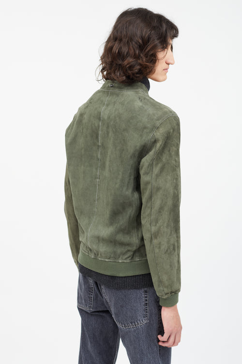 Herno Green Suede Bomber Jacket