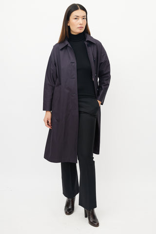 Herno Navy Belted Hooded Coat