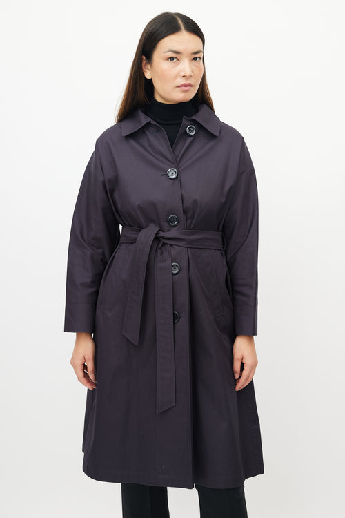 Herno Navy Belted Hooded Coat