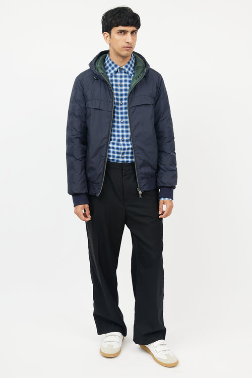 Herno Navy 
Green Reversible Nylon Down Jacket