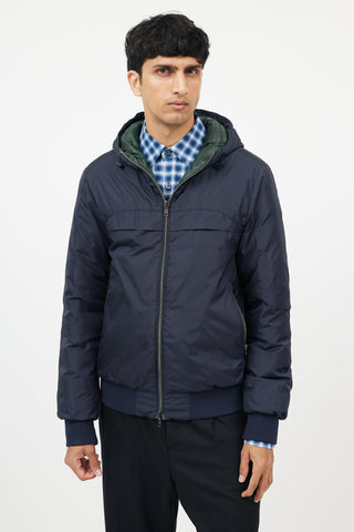 Herno Navy 
Green Reversible Nylon Down Jacket