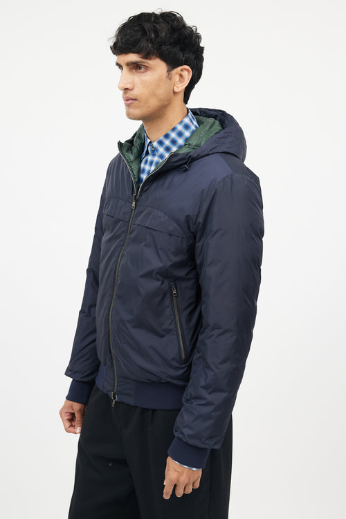 Herno Navy 
Green Reversible Nylon Down Jacket