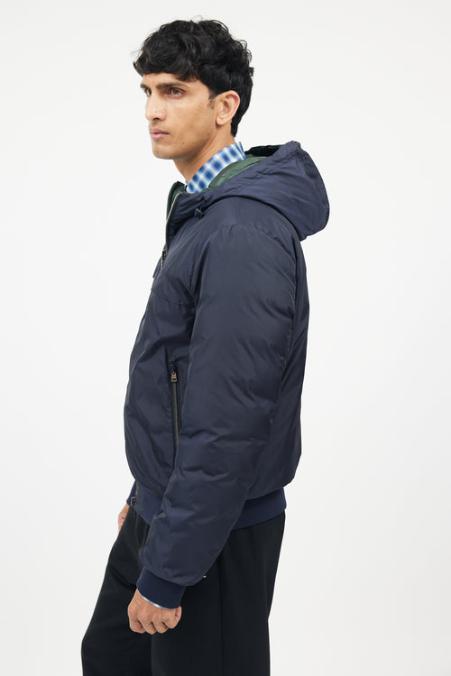 Herno Navy 
Green Reversible Nylon Down Jacket