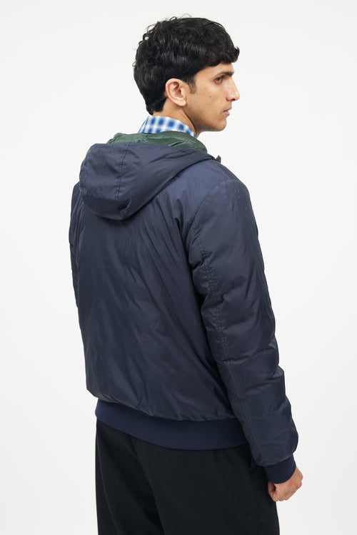 Herno Navy 
Green Reversible Nylon Down Jacket