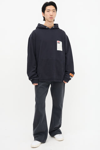 Heron Preston Black Sticker Label Hoodie