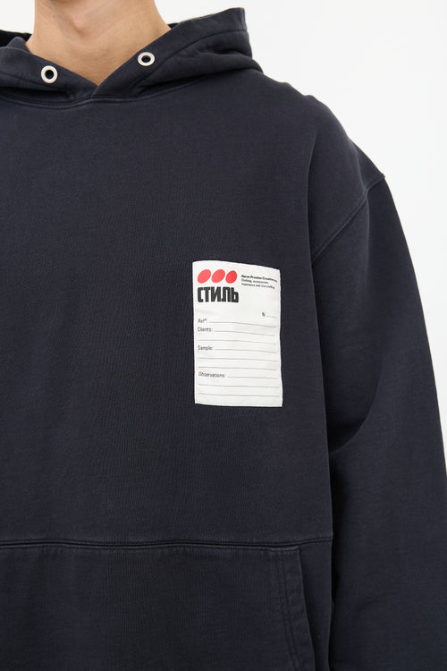 Heron Preston Black Sticker Label Hoodie