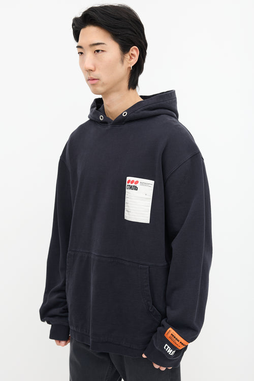 Heron Preston Black Sticker Label Hoodie