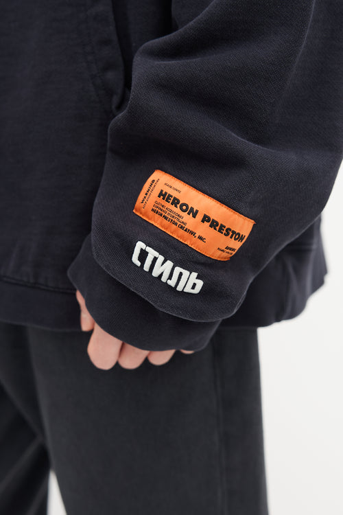 Heron Preston Black Sticker Label Hoodie