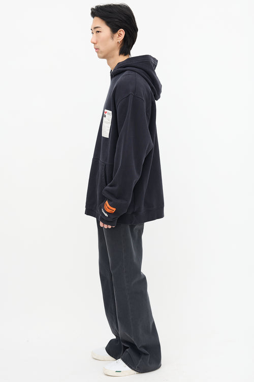 Heron Preston Black Sticker Label Hoodie