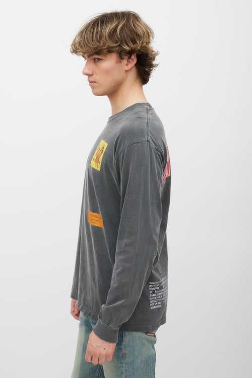 Heron Preston X Justin Timberlake Grey 
Multicolour Graphic Long Sleeve Top