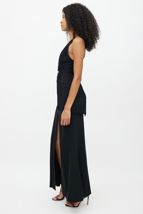 Hervé Léger Black Fringe Maxi Dress