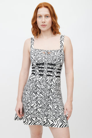 Hervé Léger Black 
White Print Bandage Dress