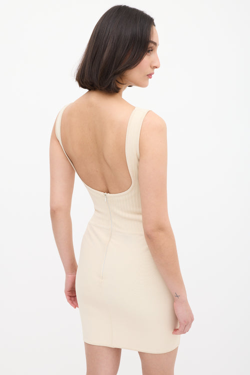 Hervé Léger Cream Rib Panel Mini Dress