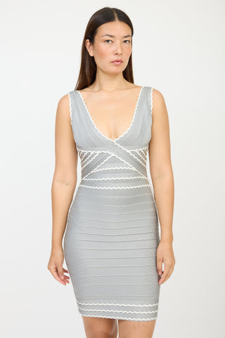 Hervé Léger Grey 
White Bandage Dress