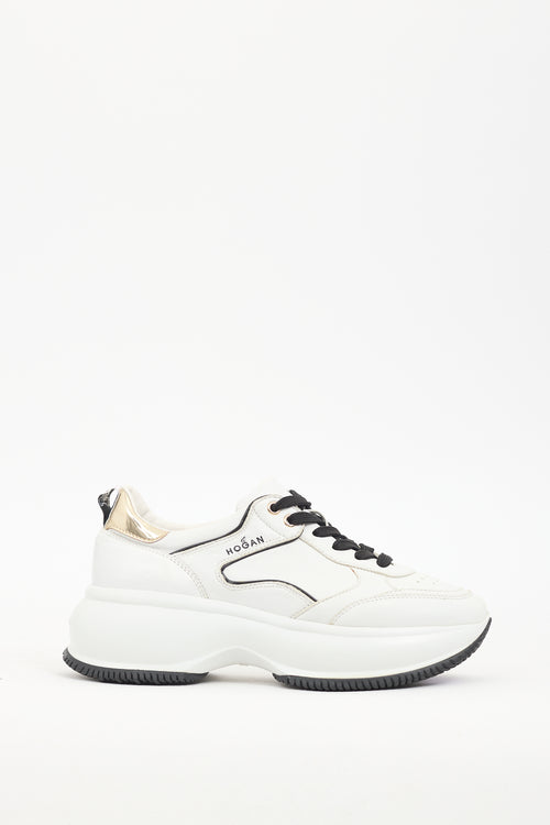 Hogan White 
Black Leather Donna Sneaker