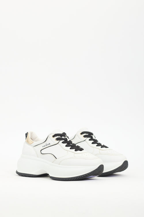 Hogan White 
Black Leather Donna Sneaker