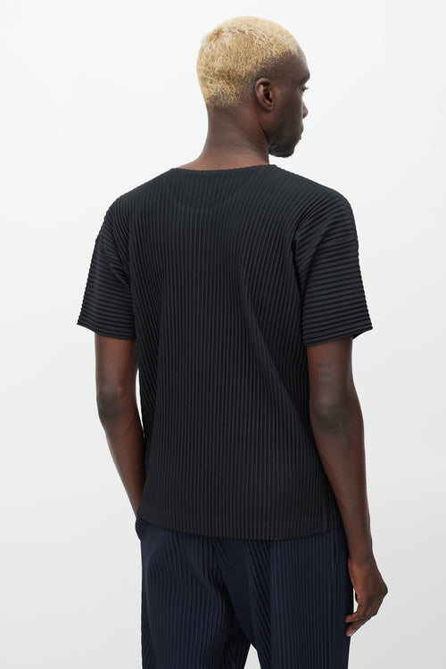 Homme Plissé Issey Miyake Black Pleated Crewneck T-Shirt