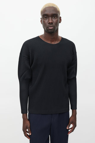 Homme Plissé Issey Miyake Black Pleated Long Sleeve Top