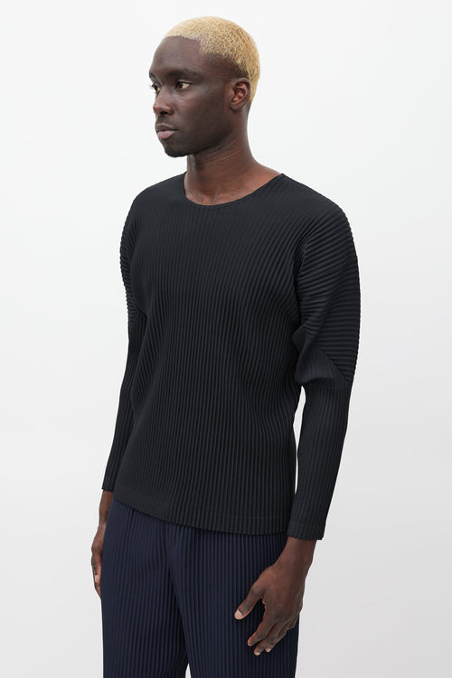 Homme Plissé Issey Miyake Black Pleated Long Sleeve Top