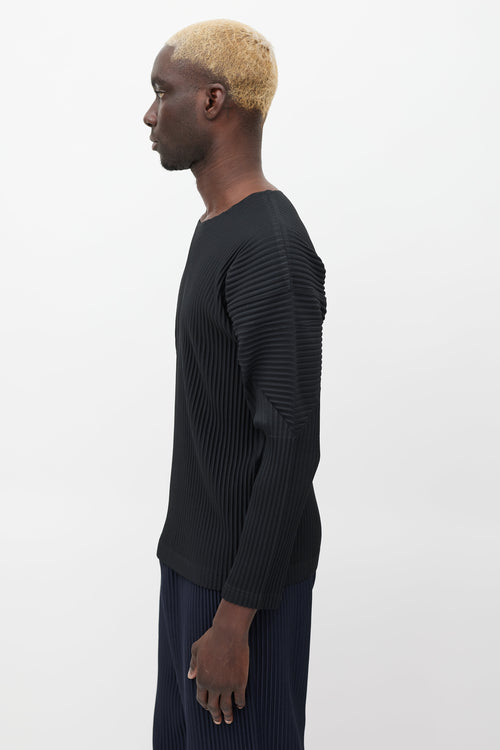 Homme Plissé Issey Miyake Black Pleated Long Sleeve Top