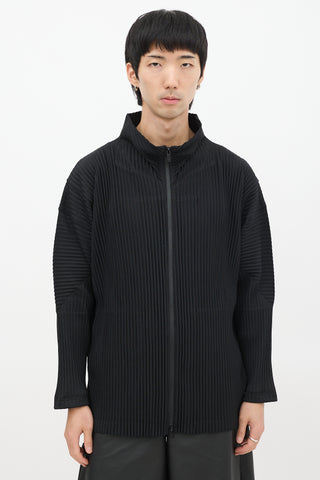 Homme Plissé Issey Miyake Black Pleated Zip Jacket