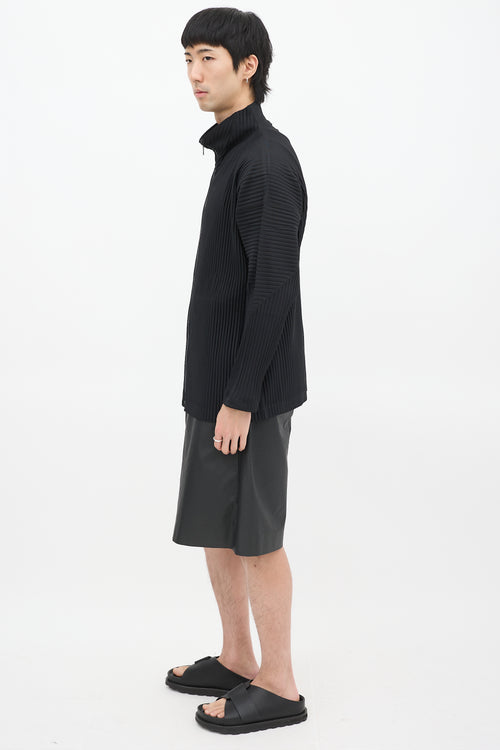 Homme Plissé Issey Miyake Black Pleated Zip Jacket