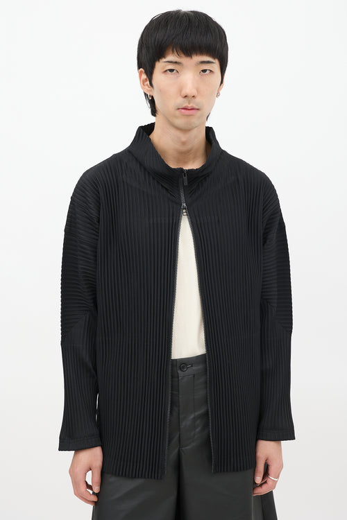 Homme Plissé Issey Miyake Black Pleated Zip Jacket