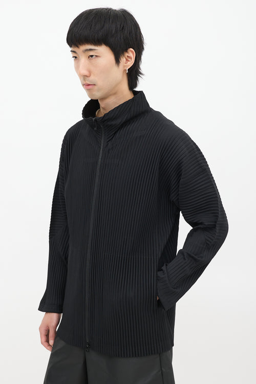 Homme Plissé Issey Miyake Black Pleated Zip Jacket