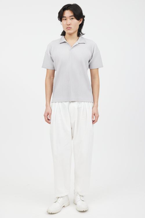 Homme Plissé Issey Miyake Grey Pleated Polo Shirt