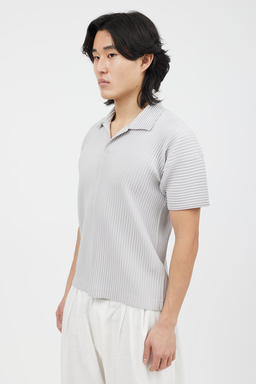 Homme Plissé Issey Miyake Grey Pleated Polo Shirt