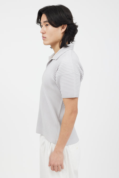 Homme Plissé Issey Miyake Grey Pleated Polo Shirt