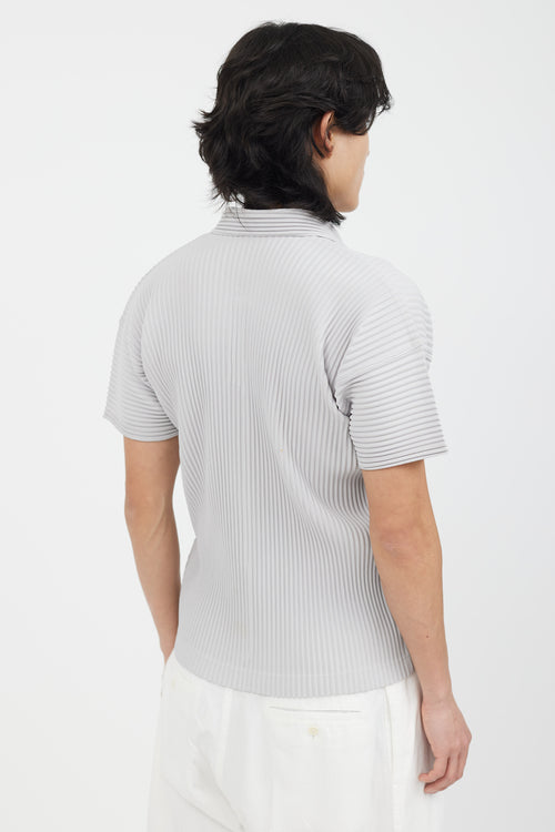 Homme Plissé Issey Miyake Grey Pleated Polo Shirt