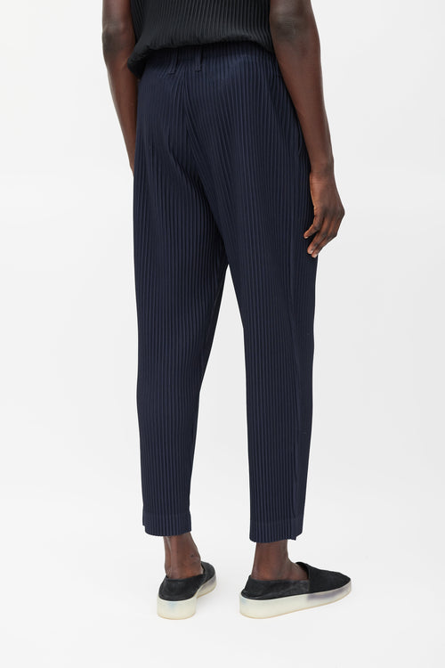 Homme Plissé Issey Miyake Navy Pleated Tapered Trouser