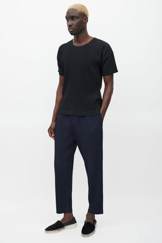 Homme Plissé Issey Miyake Navy Pleated Tapered Trouser