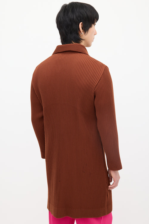 Homme Plissé Issey Miyake Brown Pleated Cardigan