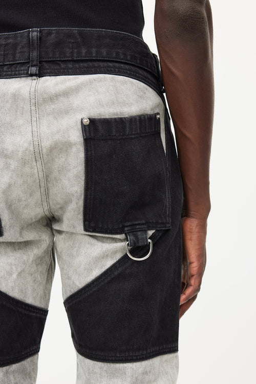 Hood By Air Black 
Grey Panelled Logo Jeans