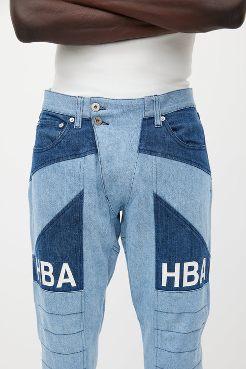 Hood By Air Blue Panelled Logo Jeans