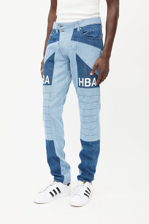 Hood By Air Blue Panelled Logo Jeans