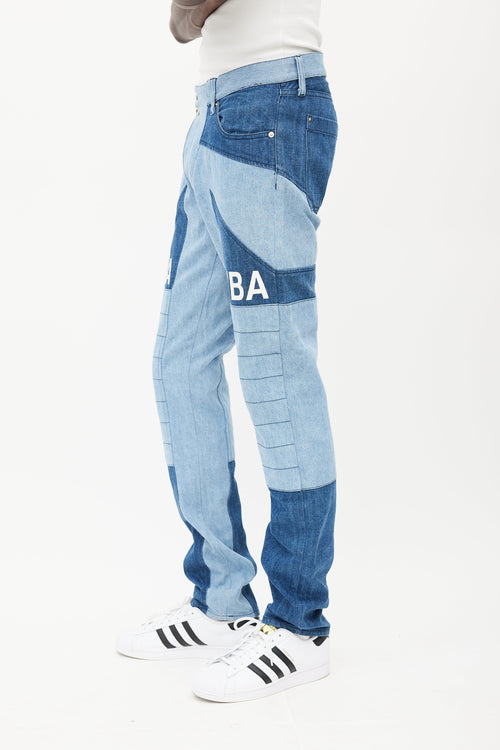 Hood By Air Blue Panelled Logo Jeans