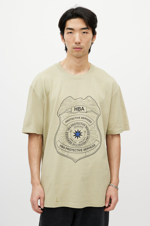 Hood By Air Green 
Multicolour Protective Services T-Shirt